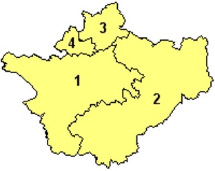 Map of the Districts of Cheshire County England