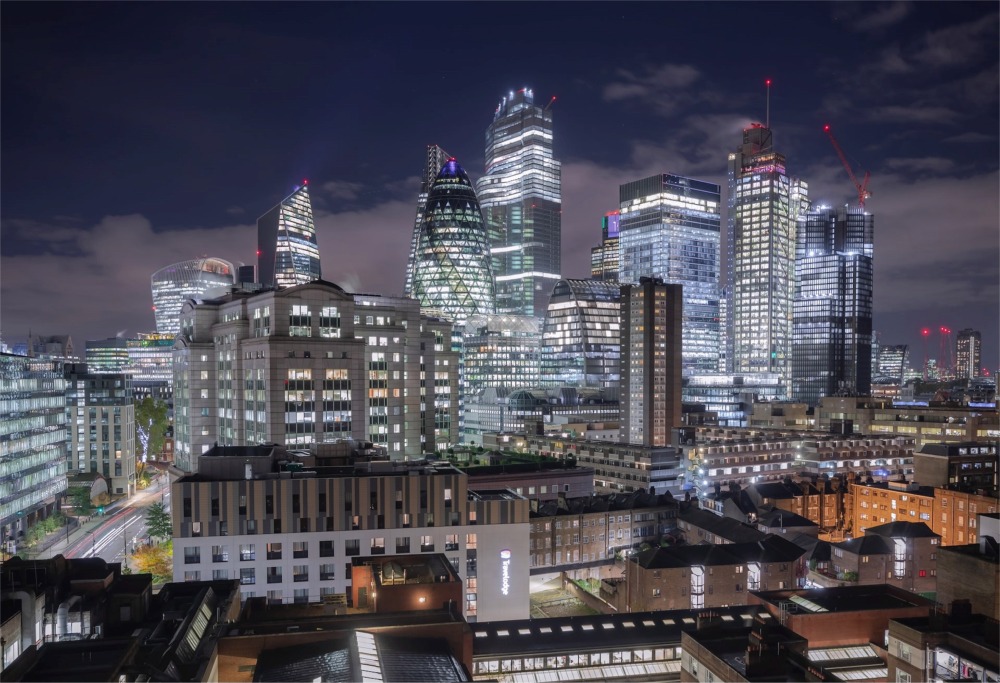 Modern buildings in the City of London's financial district, England, UK.