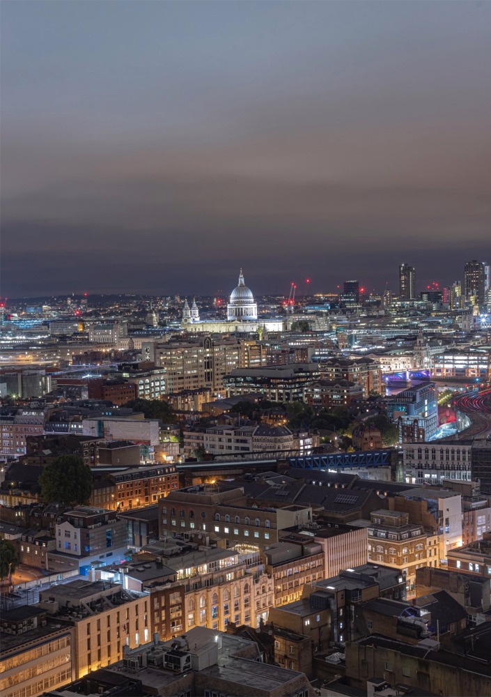 St Paul's Cathedral from 34 Long Lane, London, England.