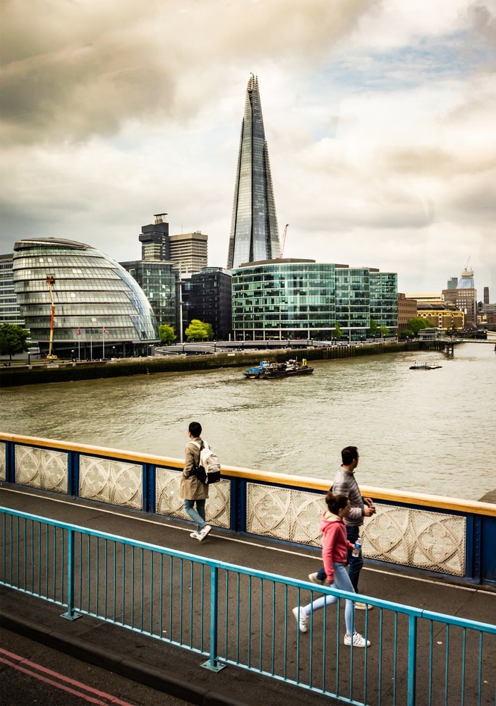 The former London City Hall (Southwark) and the Shard, Southwark, London, England, UK.