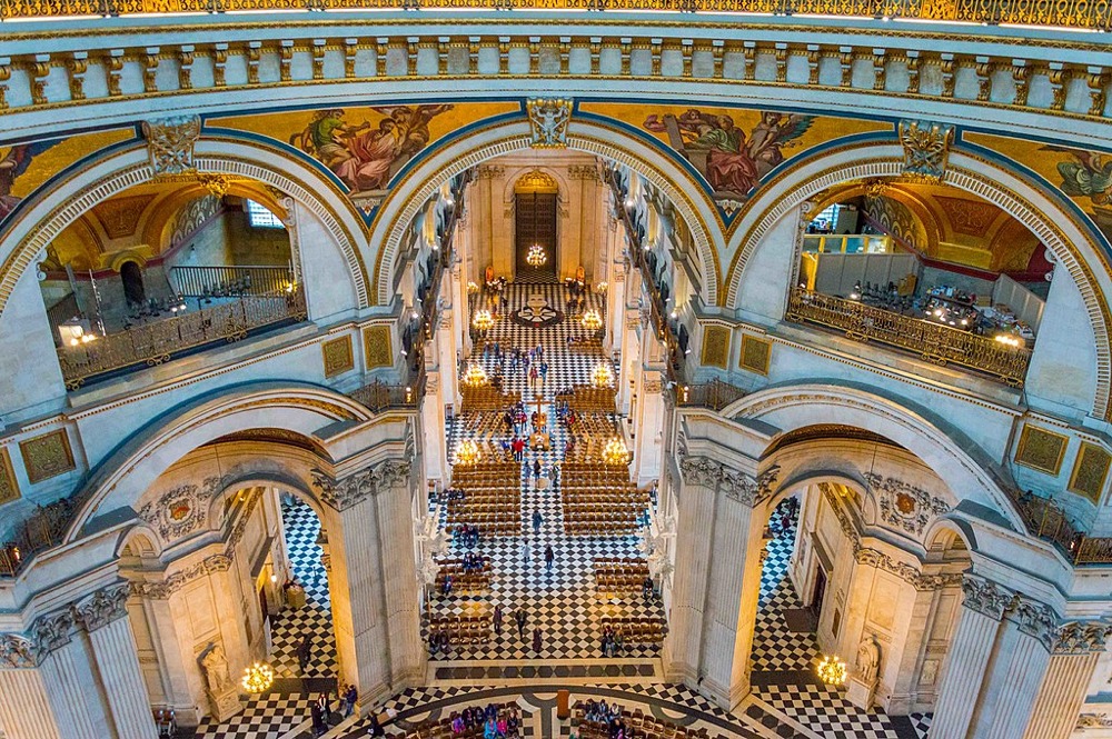 Whispering gallery beneath the dome of St Paul's Cathedral in London, England.