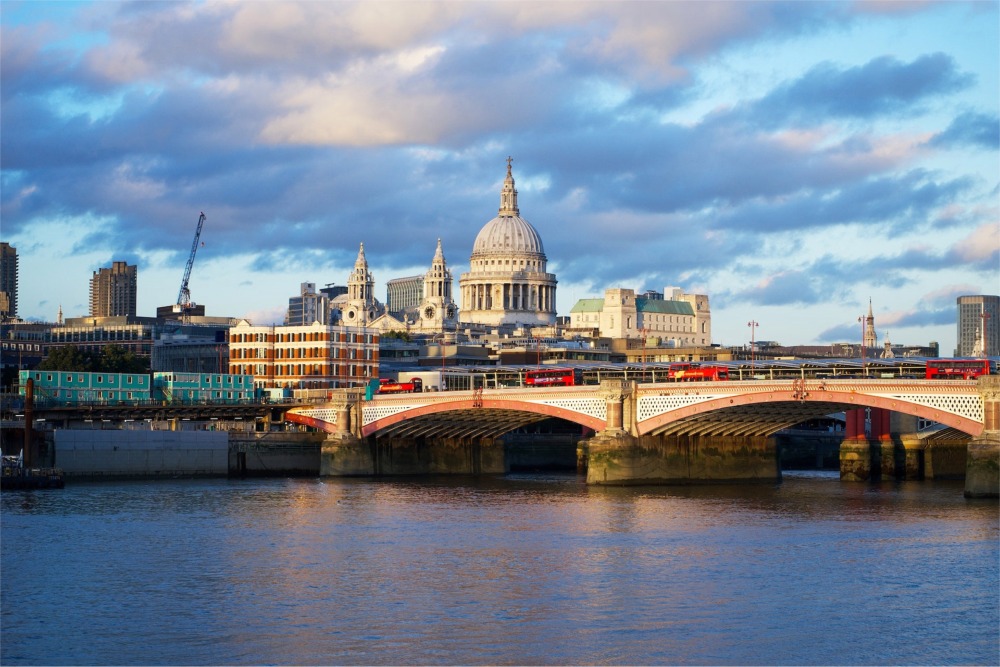 Blackfriars Bridge & St Paul's Cathedral, London, England.