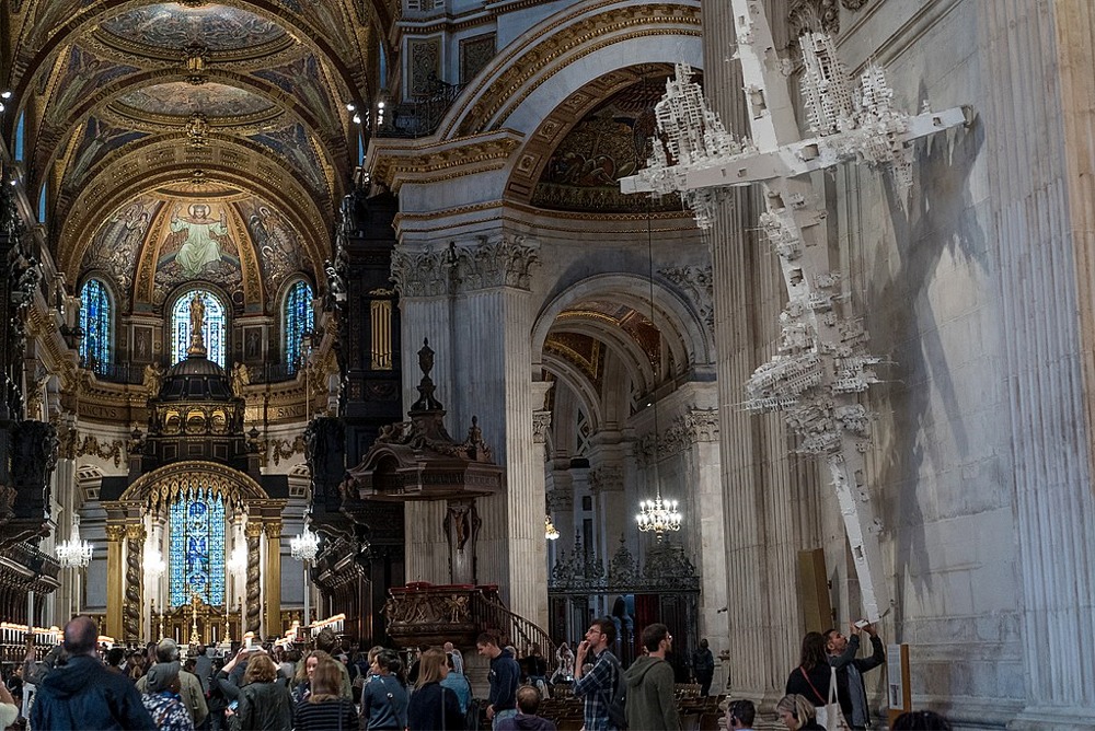 The Apse, High Altar, and part of the south transept of St Paul's Cathedral in London England.