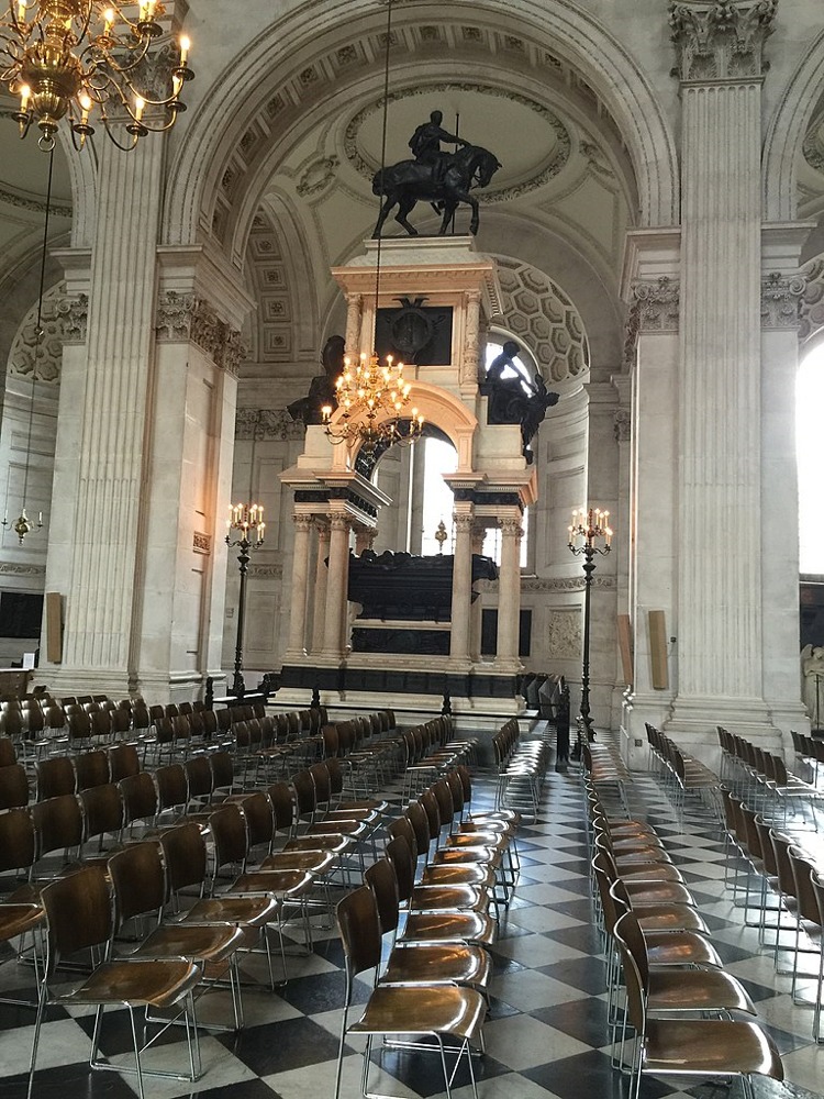 >Arthur Wellesley, 1st Duke of Wellington's memorial at St Paul's Cathedral's in London, England.