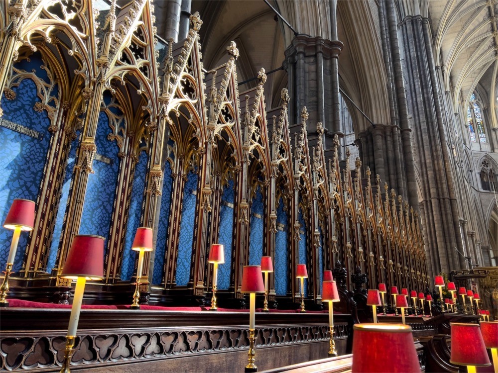 The Quire at Westminster Abbey in London, England where the choir sings daily choral services from their stalls.